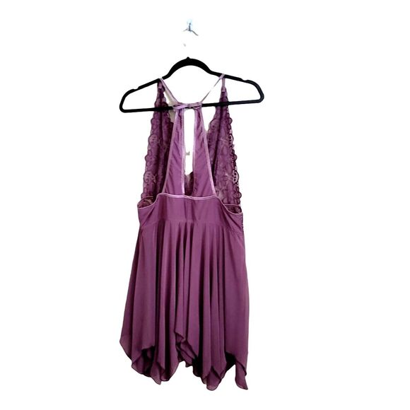 Youmita	Womens Chemise Purple XL Plus Size Sheer Flowy w/ Lace  Purple - Picture 5 of 5